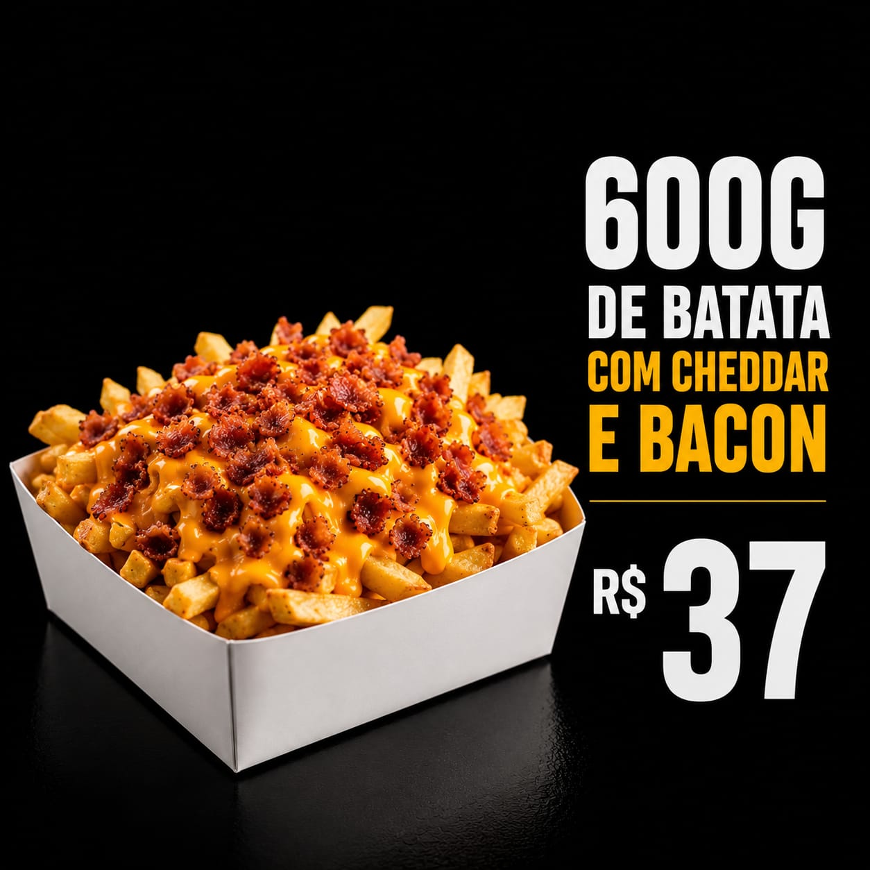 600g Fritas com Cheddar e Bacon